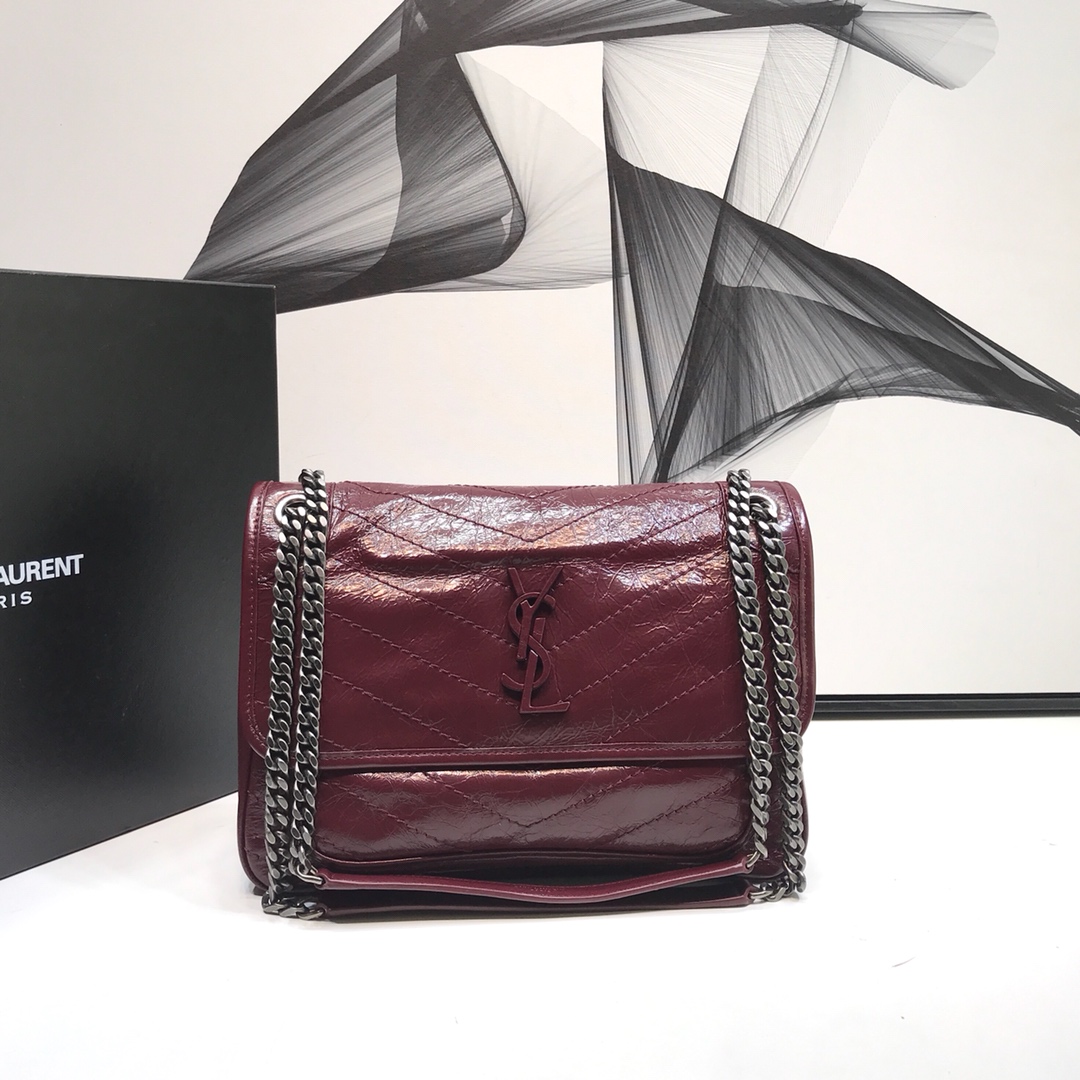 2020 Saint Laurent Medium Niki Chain Bag burgundy leather